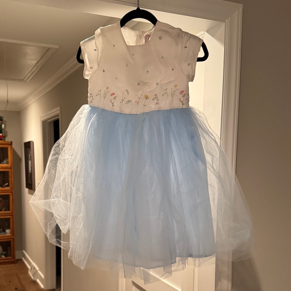Gymboree White and Blue Floral Party Dress